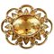 Broche Diamant, Topaze, Or Rose 14 Carat et Argent 1