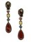 Boucles d'Oreilles en Diamant, Rubis, Saphir Jaune et Bleu, Goutte de Corail Rouge et Or 18K, Set de 2 3