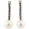 Boucles d'Oreilles Diamant, Saphir, Perle d'Australie et Or Rose, Set de 2 1