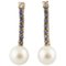 Diamond, Sapphire, Australian Pearl & Rose Gold Earrings, Set of 2, Image 1