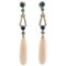 Boucles d'oreilles pendantes émeraude, diamants, lapis, corail rose et or blanc 14k, Set de 2 1