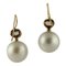 Diamond, South Sea Pearl, 9 Karat Rose Gold and Silver Dangle Earrings, Set of 2 4