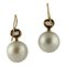 Diamond, South Sea Pearl, 9 Karat Rose Gold and Silver Dangle Earrings, Set of 2, Image 4