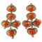 Diamond, Red Coral Flower & 14 Karat White Gold Dangle Earrings, Set of 2 1