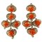 Diamond, Red Coral Flower & 14 Karat White Gold Dangle Earrings, Set of 2, Image 1