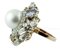 Anello da cocktail con diamante, smeraldo, zaffiro, perla dei mari del sud e oro a 14 carati, Immagine 2