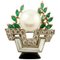Diamond, South Sea Pearl, Emerald, Onyx, Mother of Pearl & 14K Gold Brooch or Pendant, Image 1