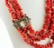 Collar de coral rojo, diamante, esmeralda, oro y plata, Imagen 3