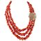Red Coral, Diamond, Emerald, Gold and Silver Multi-Strand Necklace, Image 1