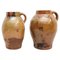 19th Century Rustic Hand Painted Ceramic Vessels, Set of 2 1