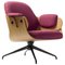 Fuchsia Upholstery Oak Low Lounger Armchair by Jaime Hayon, Image 1