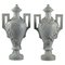 19th Century White Marble Vases With Ivy Decoration, Set of 2 1