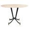 Mid-Century Italian Round Table in Pink Marble, Brass & Black Metal, 1950s 1