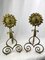 Arts and Crafts Period Sunflower Andirons, Set of 2 1