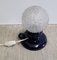 Small German Night Light Table Lamp in Dark Blue Glazed Ceramic with Spherical Relief Glass Shade from Waechtersbach, 1970s 3