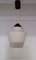 Ceiling Lamp with Opaque White Glass Shade & Black Plastic Mount, 1960s, Image 1