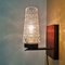 Mid-Century Modern Clear Cut Glass & Wood Wall Sconce Lamp, 1960s 3