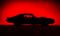 Caspotografie, Silhouette eines Old Fashion Muscle Car auf rotem Hintergrund, Fotopapier 1