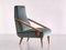 Armchair in Loro Piana Green Velvet and Ash by Gio Ponti for Boucher & Fils, 1955 2