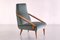 Armchair in Loro Piana Green Velvet and Ash by Gio Ponti for Boucher & Fils, 1955, Image 1