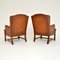 Antique Swedish Leather Wingback Armchairs, Set of 2 12