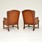 Antique Swedish Leather Wingback Armchairs, Set of 2, Image 12