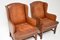 Antique Swedish Leather Wingback Armchairs, Set of 2 4