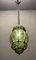 Italian Green Wrought Iron Murano Pendant Light 2