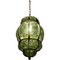 Italian Green Wrought Iron Murano Pendant Light, Image 1
