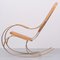 Gold & Wicker Rocking Chair in Thonet Style, 1970s 4
