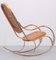 Gold & Wicker Rocking Chair in Thonet Style, 1970s 3