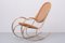Gold & Wicker Rocking Chair in Thonet Style, 1970s 1