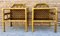 Bamboo & Rattan Nightstands with Low Glass Shelves, Italy, 1960s, Set of 2 1