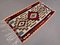 Tapis Kilim Medium en Laine Rouge, Marron, Bleu et Beige 2