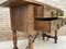 Catalan Spanish Carved Walnut Console Table with Four Drawers & Iron Stretcher 7