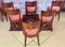 Art Deco Chairs in Red Velvet, Set of 6 2