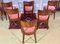 Art Deco Stühle aus Rotem Samt, 6er Set 2