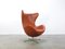 Cognacfarbener Egg Chair aus Leder von Arne Jacobsen für Fritz Hansen, 1980er 13
