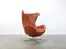 Silla Egg de cuero coñac de Arne Jacobsen para Fritz Hansen, años 80, Imagen 13