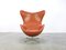 Cognacfarbener Egg Chair aus Leder von Arne Jacobsen für Fritz Hansen, 1980er 2