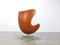 Chaise Egg en Cuir Cognac par Arne Jacobsen pour Fritz Hansen, 1980s 8