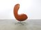 Cognacfarbener Egg Chair aus Leder von Arne Jacobsen für Fritz Hansen, 1980er 3
