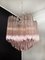 Modern Pink Glass Prism Quadriedri Chandelier, 1980s 4