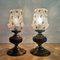 Mid-Century Beside Torch Lamps in Gold Tin and Porcelain and Cut Glass, 1960s Set of 2 5