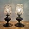 Mid-Century Beside Torch Lamps in Gold Tin and Porcelain and Cut Glass, 1960s Set of 2, Image 5