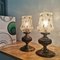 Mid-Century Beside Torch Lamps in Gold Tin and Porcelain and Cut Glass, 1960s Set of 2, Image 7