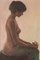 Female Nude Study with Bouquet of Flowers, 20th-Century, Oil on Canvas, Framed 1