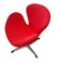 Swan Chair in Red Upholstery on a 4 Star Metal Base by Arne Jacobsen, 1958 3