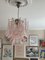Lámpara de araña pequeña de cristal de Murano en rosa estilo Mazzega, Imagen 1