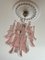 Lámpara de araña pequeña de cristal de Murano en rosa estilo Mazzega, Imagen 5